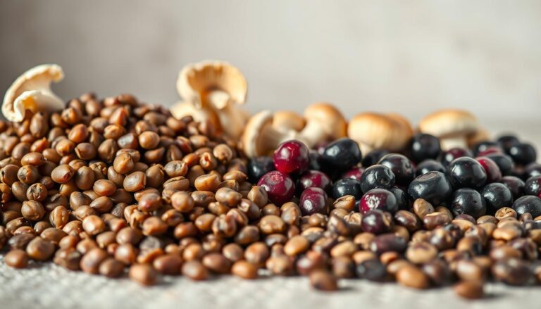 Plant-based food trends, especially lentils, puy chichi mushrooms, and jacquard